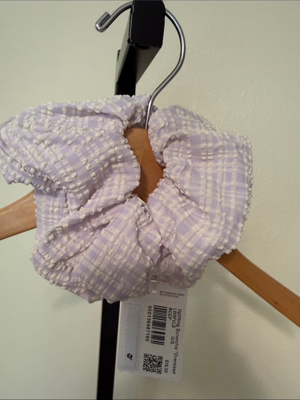 Lululemon 🌷Lilac Plaid Crinkle Scrunchie - Kids Hair Accessory